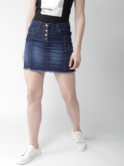 

Mast & Harbour Blue Washed A-Line Denim Skirt