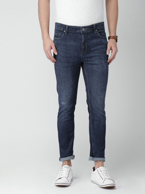 

Mast & Harbour Men Blue Skinny Fit Mid-Rise Low Distress Stretchable Jeans