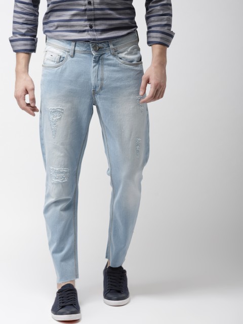 

Mast & Harbour Men Blue Carrot Regular Fit Mildly Distress Stretchable Jeans