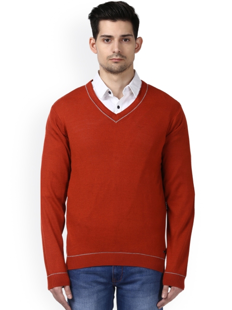 

Park Avenue Men Rust Orange Solid Pullover