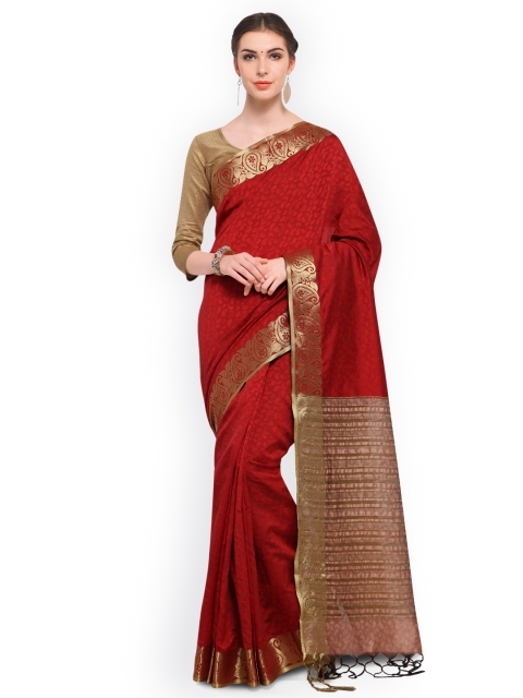 

Ligalz Red Printed Silk Blend Saree