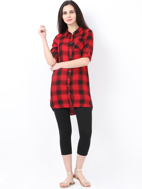 

Alibi Women Red Comfort Regular Fit Checked Casual Shirt
