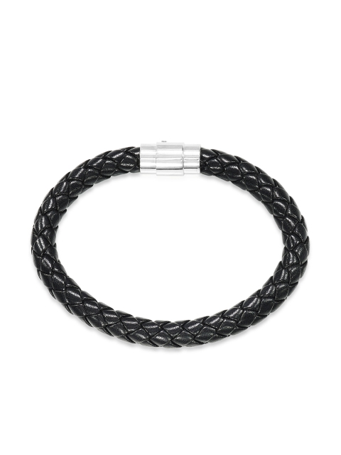 

Peora Black Leather Contemporary Bracelet