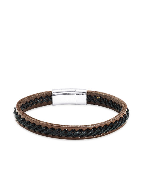 

Peora Brown Leather Contemporary Bracelet