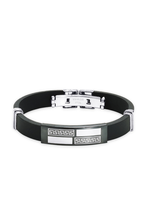 

Peora Black Leather Contemporary Bracelet