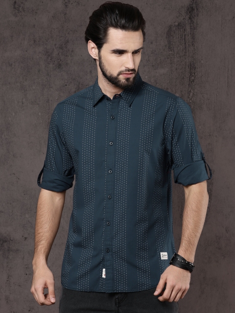 

Roadster Men Blue Regular Fit Printed Casual Shirt