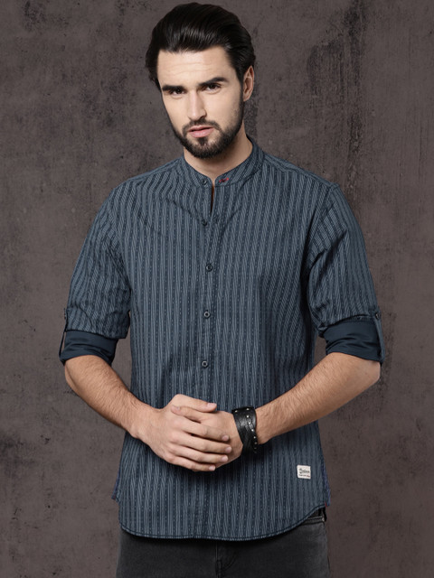 

Roadster Men Blue Regular Fit Printed Casual Shirt