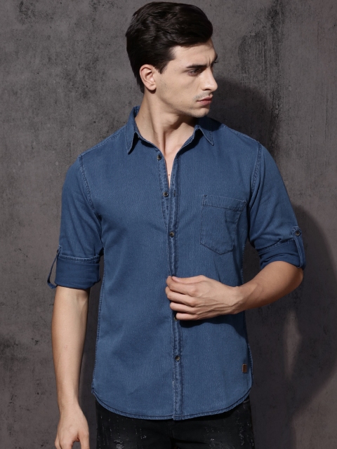 

Roadster Men Blue Regular Fit Striped Casual Shirt