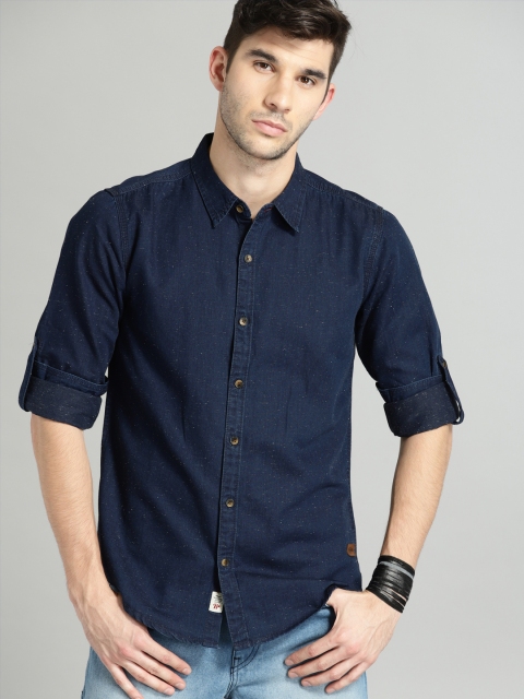 

Roadster Men Navy Blue Regular Fit Solid Casual Shirt
