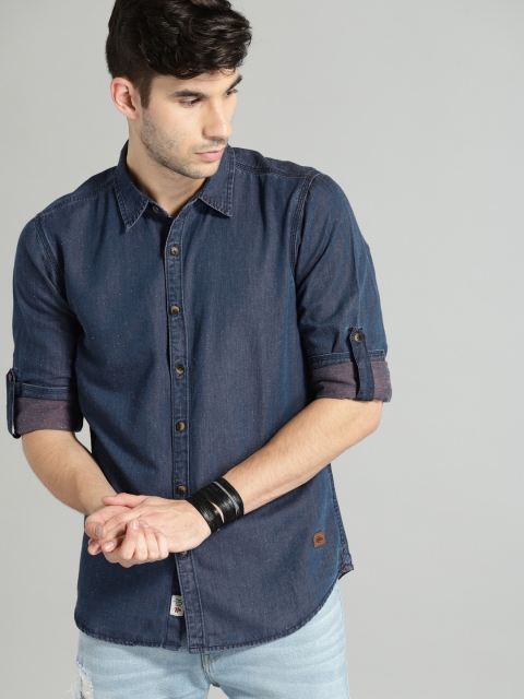 

Roadster Men Blue Regular Fit Solid Casual Shirt