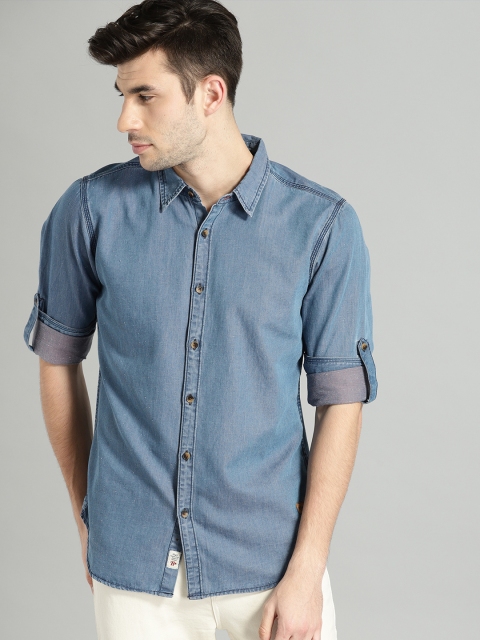 

Roadster Men Blue Regular Fit Solid Indigo Denim Casual Shirt