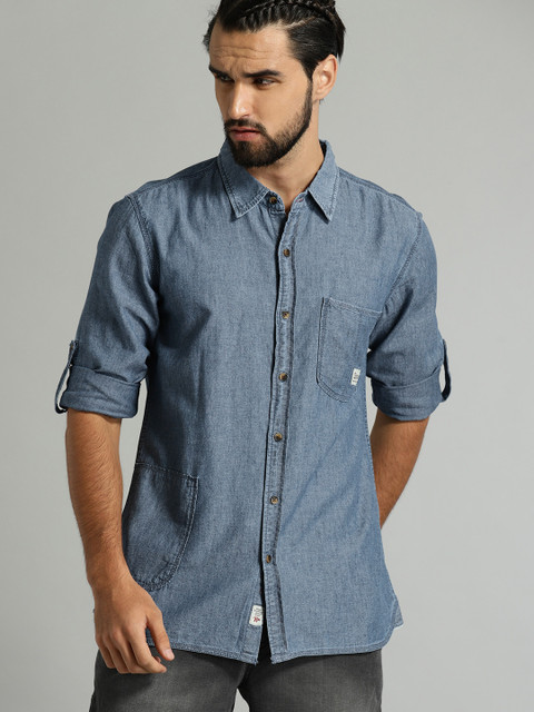

Roadster Men Blue Regular Fit Faded Indigo Casual Shirt