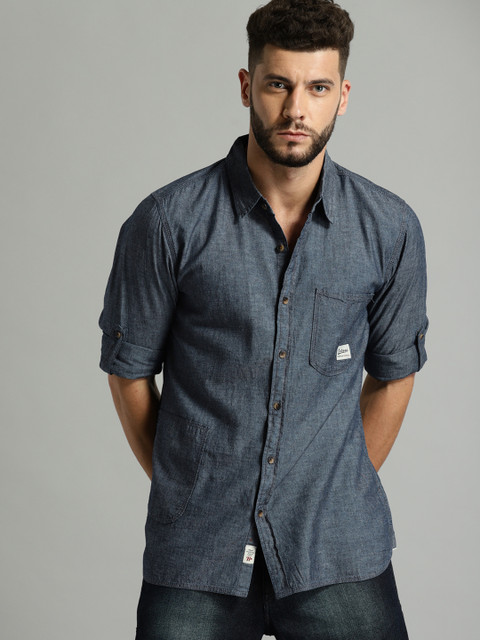 

Roadster Men Blue Regular Fit Solid Casual Shirt