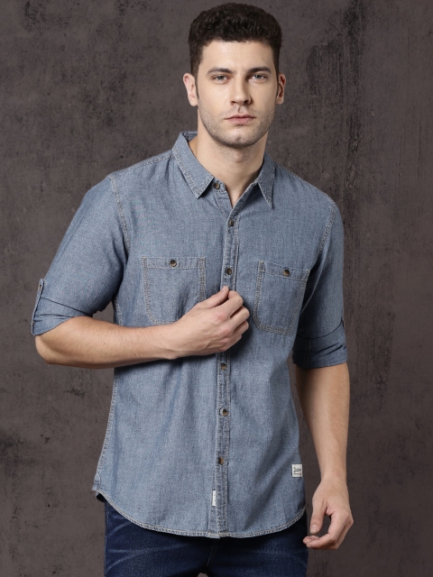 

Roadster Men Blue Regular Fit Faded Casual Shirt