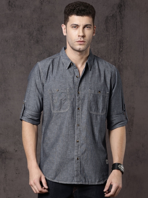 

Roadster Men Blue Solid Casual Shirt