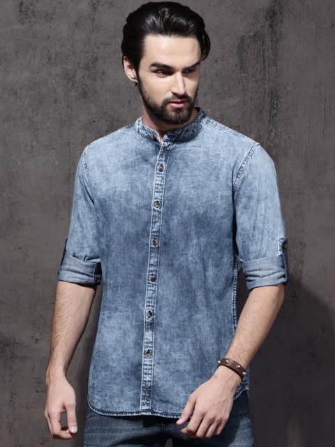 

Roadster Men Blue Regular Fit Faded Denim Casual Shirt