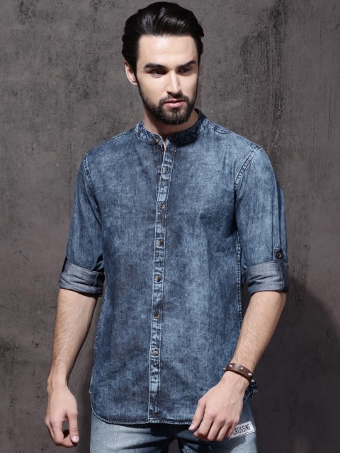 

Roadster Men Blue Regular Fit Faded Denim Casual Shirt