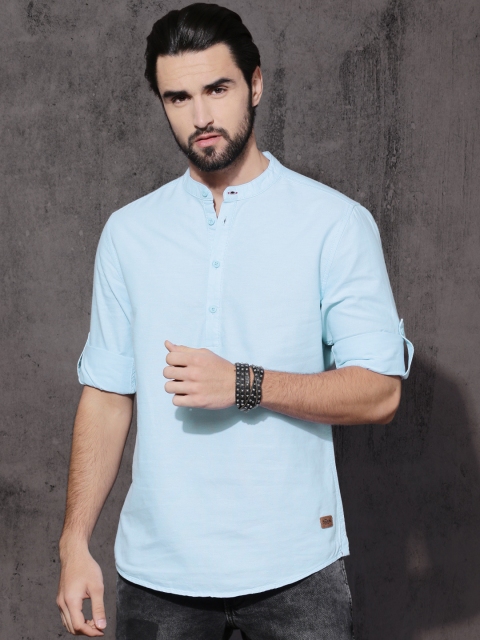 

Roadster Men Blue Regular Fit Solid Oxford Weave Casual Shirt
