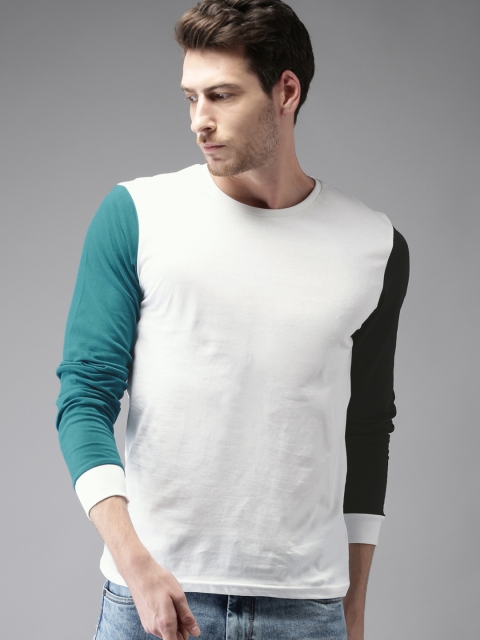 

HERE&NOW Men White Solid Round Neck T-shirt