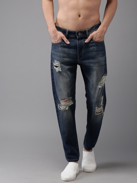 

Moda Rapido Men Blue Slim Fit Cropped Mid-Rise Highly Distressed Jeans