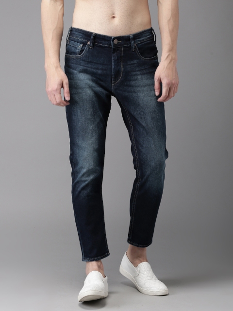 

HERE&NOW Men Blue Slim Fit Cropped Mid-Rise Clean Look Stretchable Jeans