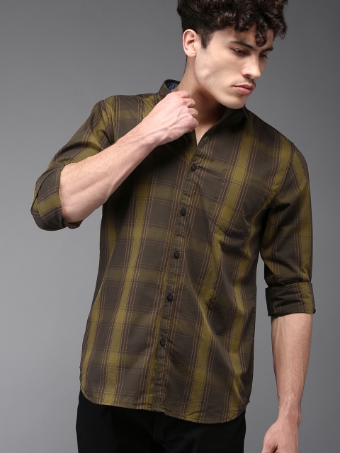 

Moda Rapido Men Brown & Olive Green Regular Fit Checked Casual Shirt