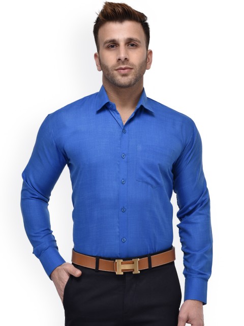 

Hangup Men Blue Regular Fit Solid Formal Shirt