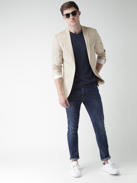 

Mast & Harbour Beige Self-Design Regular Fit Single-Breasted Casual Blazer