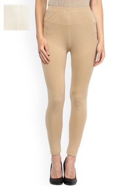 

Sakhi Sang Pack of 2 Ankle-Length Leggings, Beige