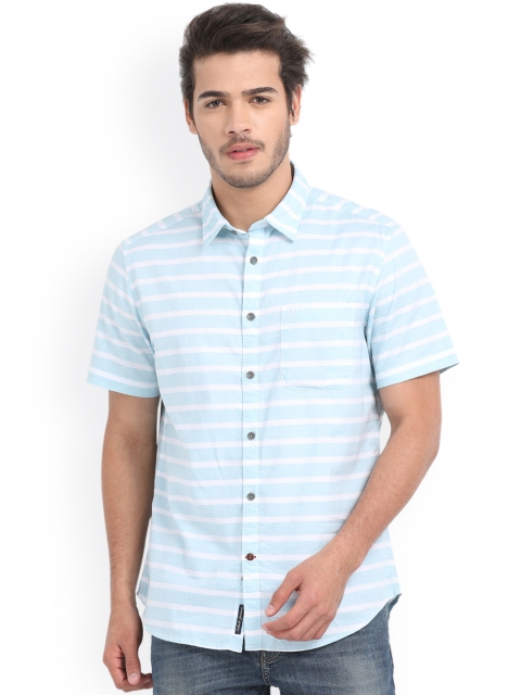 

Indian Terrain Men Blue Regular Fit Striped Casual Shirt