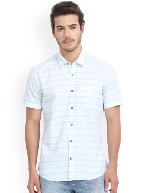 

Indian Terrain Men Blue Chiseled Slim Fit Striped Casual Shirt
