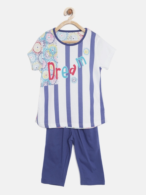 

Sweet Dreams Girls Blue & White Striped Nightsuit 6146A7