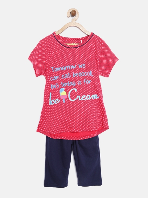 

Sweet Dreams Girls Red & Navy Printed Night Suit 6150A7CO