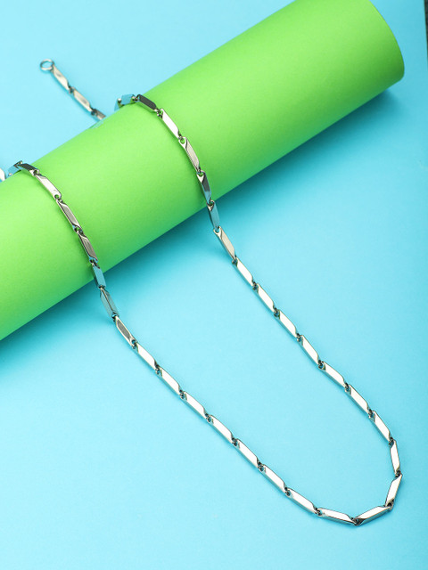 

Peora Men Silver-Toned Stainless Steel Silver-Plated Chain
