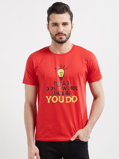 

WYO Men Red Printed Round Neck T-shirt