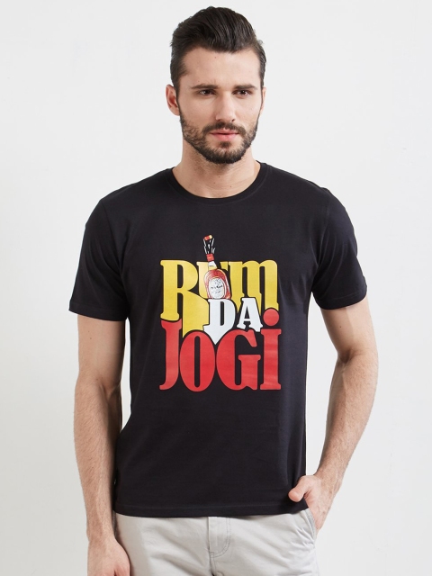 

WYO Men Black Printed Round Neck T-shirt