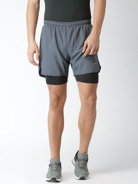 

2GO Men Charcoal Grey Solid Running Shorts
