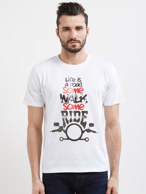 

WYO Men White Printed Round Neck T-shirt