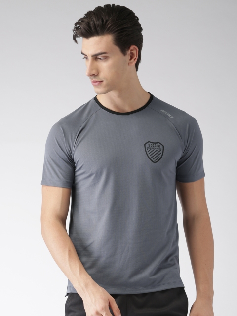 

2GO Men Charcoal Grey Solid GO-DRY Sports T-shirt
