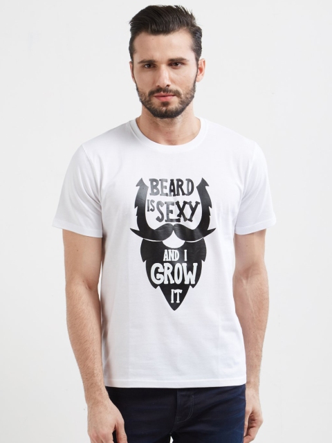 

WYO Men White Printed Round Neck T-shirt