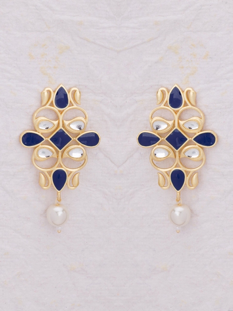 

Studio Voylla Navya Gold-Toned & Blue Classic Drop Earrings