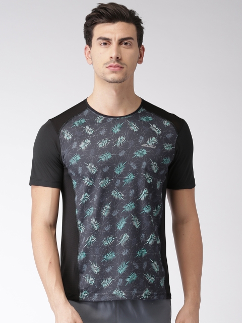 

2GO Men Black Tropical Print Round Neck Running T-shirt