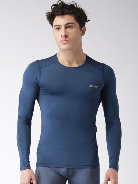 

2GO Men Navy Blue Solid Training T-shirt