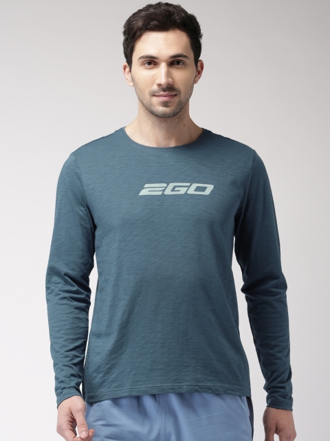 

2GO Men Blue Printed Essential T-shirt