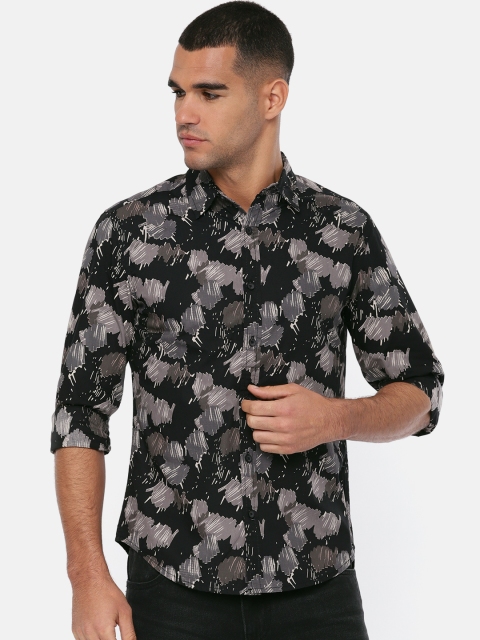 

Blue Saint Men Black & Grey Slim Fit Printed Casual Shirt