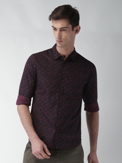 

Blue Saint Men Black Smart Slim Fit Printed Casual Shirt