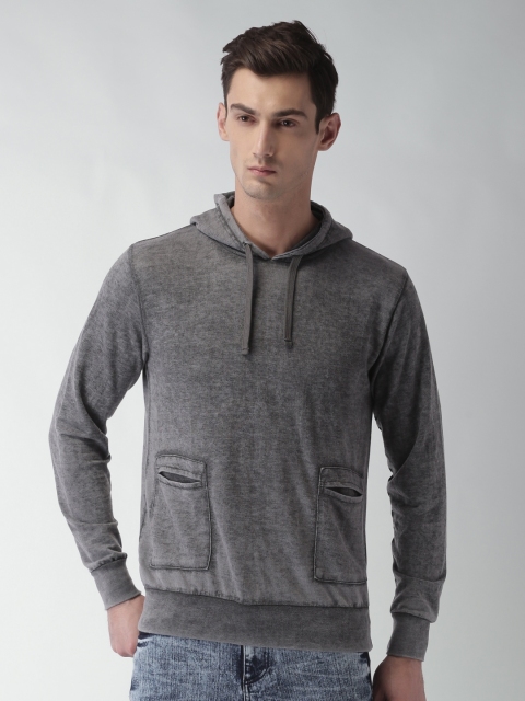 

Blue Saint Men Grey Printed Hooded Sweatshirt