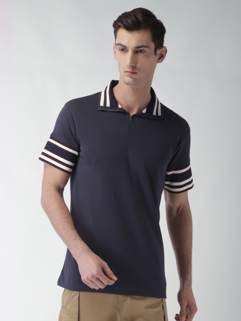 

Blue Saint Men Navy Blue Solid Polo Collar T-shirt