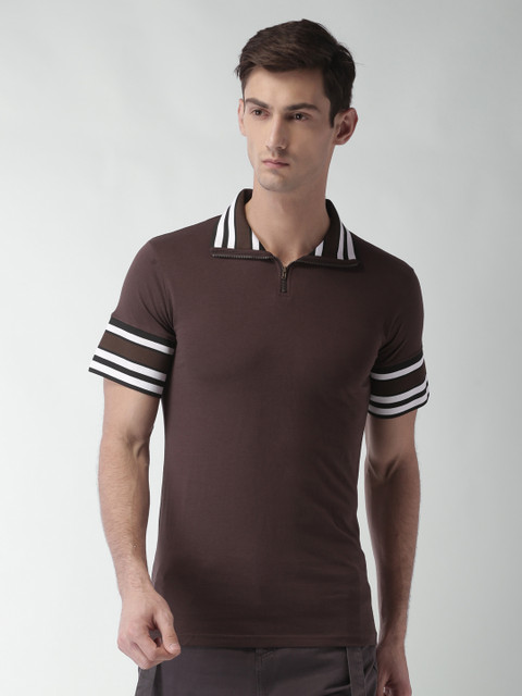 

Blue Saint Men Brown Solid Polo Collar T-shirt