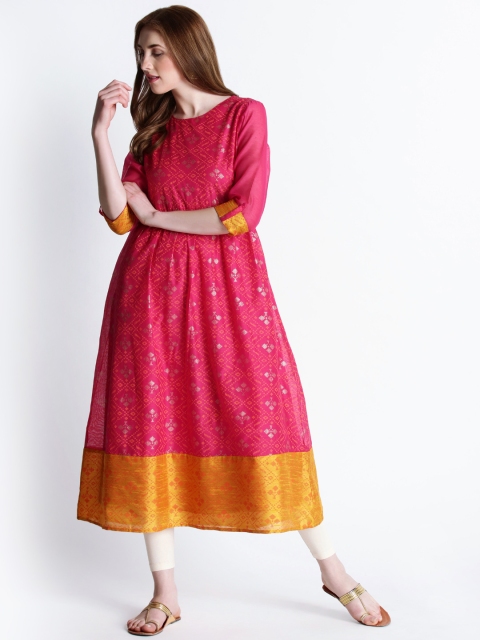 

RANGMANCH BY PANTALOONS Women Magenta Printed A-Line Kurta
